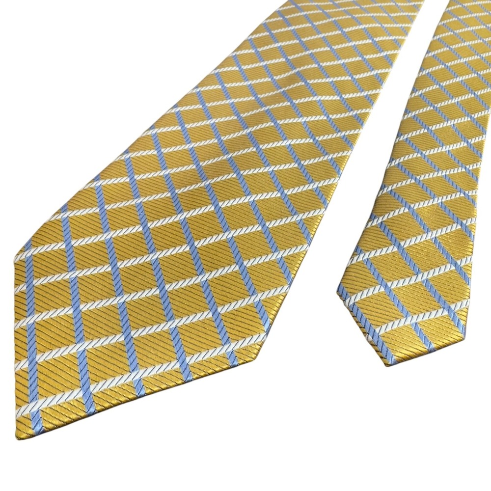 Jos A Bank Executive Collection Yellow Gold Geometric Silk Tie‎ 3"